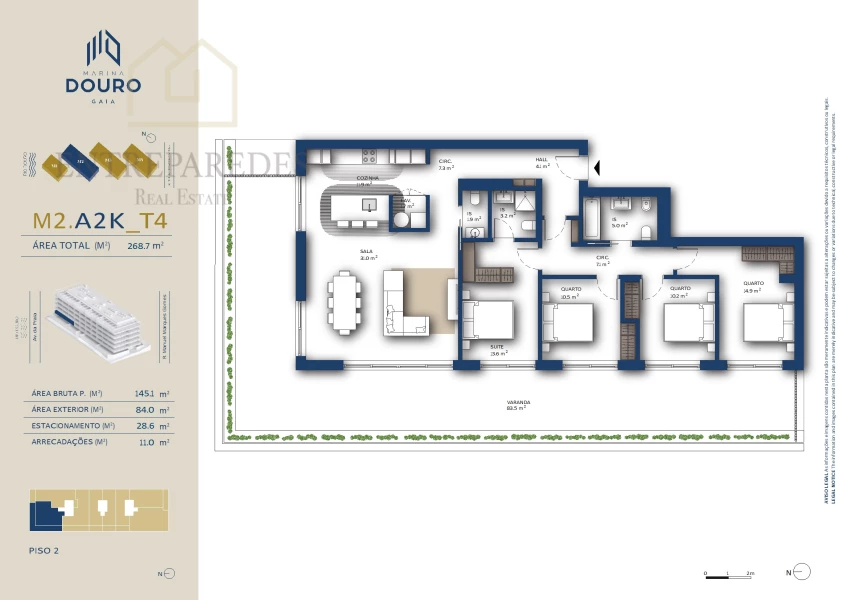 EXCELENTE APARTAMENTO T4 COM TERRAÇO 84M2 PARA COMPRAR JUNTO A MARINA DA AFURADA - VNG- PORTO X